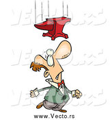Vector of a Cartoon Caucasian Man Looking up at a Falling Anvil by Toonaday