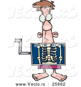 Vector of a Cartoon Caucasian Man Standing Behind an Xray Machine by Toonaday