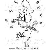 Vector of a Cartoon Celebrating Woman - Outlined Coloring Page by Toonaday