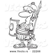 Vector of a Cartoon Centurion Guard - Outlined Coloring Page by Toonaday