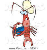 Vector of a Cartoon Chef Crawdad Holding a Mixing Bowl by Toonaday
