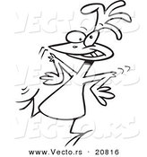 Vector of a Cartoon Chicken Dancing - Coloring Page Outline by Toonaday