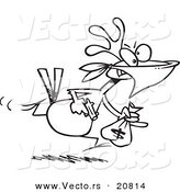 Vector of a Cartoon Chicken Thief - Coloring Page Outline by Toonaday
