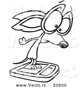 Vector of a Cartoon Chihuahua on a Scale - Coloring Page Outline by Toonaday