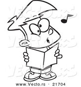 Vector of a Cartoon Choir Boy Singing - Outlined Coloring Page by Toonaday