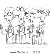 Vector of a Cartoon Choir of Seniors - Outlined Coloring Page by Toonaday