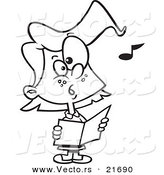 Vector of a Cartoon Chorus Girl Singing - Outlined Coloring Page by Toonaday