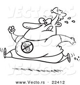 Vector of a Cartoon Chubby Man Running - Coloring Page Outline by Toonaday
