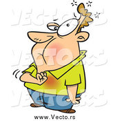 Vector of a Cartoon Chubby White Man Experiencing Heart Burn by Toonaday