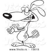 Vector of a Cartoon Clapping Dog - Outlined Coloring Page Drawing by Toonaday