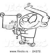 Vector of a Cartoon Clean Boy Washing His Hands - Outlined Coloring Page by Toonaday