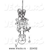 Vector of a Cartoon Climber Suspended from Rope - Coloring Page Outline by Toonaday