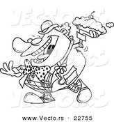 Vector of a Cartoon Clown Throwing a Pie - Coloring Page Outline by Toonaday