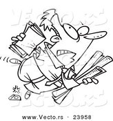 Vector of a Cartoon Clumsy Businessman Stumbling - Coloring Page Outline by Toonaday