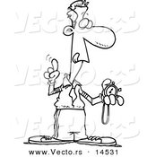 Vector of a Cartoon Coach Using a Stop Watch - Coloring Page Outline by Toonaday