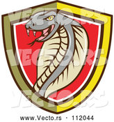 Vector of a Cartoon Cobra Snake in a Yellow Black White and Red Shield by Patrimonio