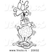 Vector of a Cartoon Cold Featherless Chicken - Coloring Page Outline by Toonaday
