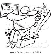 Vector of a Cartoon Confined Man on an Airplane - Coloring Page Outline by Toonaday