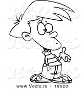 Vector of a Cartoon Confused Boy - Outlined Coloring Page by Toonaday