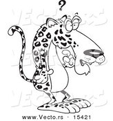Vector of a Cartoon Confused Jaguar - Coloring Page Outline by Toonaday