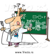 Vector of a Cartoon Confused Professor Man Discussing Science by Toonaday