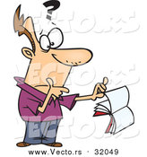Vector of a Cartoon Confused White Man Holding a Book by Toonaday