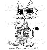 Vector of a Cartoon Cool Cat Wearing Shades - Coloring Page Outline by Toonaday