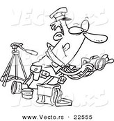 Vector of a Cartoon Cop Taking Photos - Coloring Page Outline by Toonaday