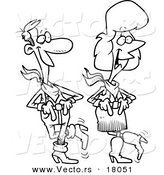 Vector of a Cartoon Couple Line Dancing - Outlined Coloring Page by Toonaday