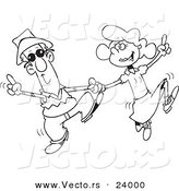 Vector of a Cartoon Couple Swing Dancing - Coloring Page Outline by Toonaday