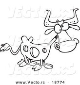 Vector of a Cartoon Cow with Holes - Outlined Coloring Page by Toonaday