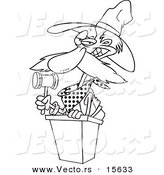 Vector of a Cartoon Cowboy Auctioneer - Coloring Page Outline by Toonaday