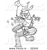 Vector of a Cartoon Cowboy Riding a Cactus - Coloring Page Outline by Toonaday