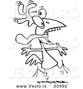 Vector of a Cartoon Crazy Rooster - Coloring Page Outline by Toonaday