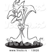 Vector of a Cartoon Creepy Old Vampire - Coloring Page Outline by Toonaday