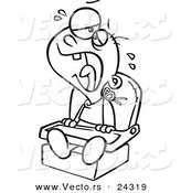 Vector of a Cartoon Crying Baby Boy Black and White Outline - Outlined Coloring Page by Toonaday