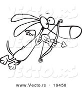 Vector of a Cartoon Cupid Wiener Dog - Outlined Coloring Page by Toonaday