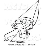 Vector of a Cartoon Cute Damsel Girl - Outlined Coloring Page by Toonaday