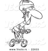 Vector of a Cartoon Cyclist - Coloring Page Outline by Toonaday