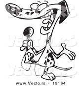 Vector of a Cartoon Dalmatian Using a Microphone - Outlined Coloring Page by Toonaday