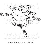 Vector of a Cartoon Dancing Ballerina Frog - Outlined Coloring Page Drawing by Toonaday