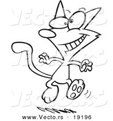 Vector of a Cartoon Dancing Cat - Outlined Coloring Page by Toonaday