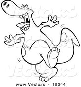 Vector of a Cartoon Dancing Dinosaur - Outlined Coloring Page by Toonaday