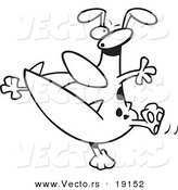 Vector of a Cartoon Dancing Dog - Outlined Coloring Page by Toonaday
