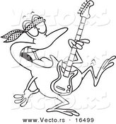 Vector of a Cartoon Dancing Guitarist Frog - Outlined Coloring Page Drawing by Toonaday
