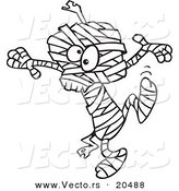 Vector of a Cartoon Dancing Mummy - Coloring Page Outline by Toonaday