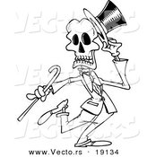 Vector of a Cartoon Dancing Skeleton - Outlined Coloring Page by Toonaday