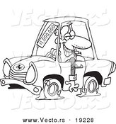 Vector of a Cartoon Deceptive Car Salesman - Outlined Coloring Page by Toonaday