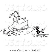 Vector of a Cartoon Demon Shoving Email down a Hole - Outlined Coloring Page by Toonaday