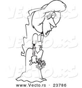 Vector of a Cartoon Deserted Bride - Coloring Page Outline by Toonaday